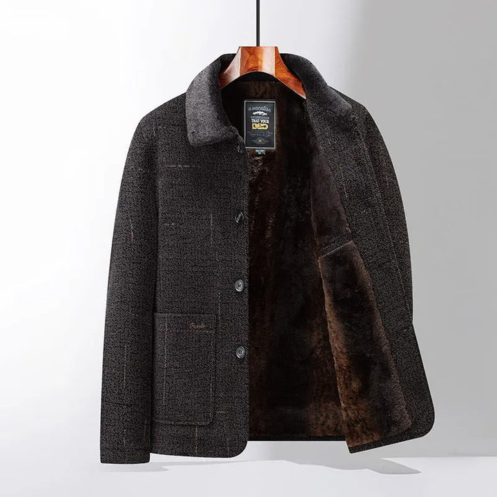 Stylish men's tailored jacket, ideal for smart casual wear. Warm fall & winter outerwear with elegant design.