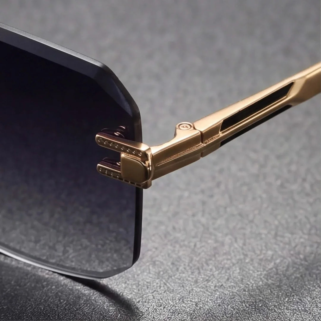 Gray polished metal anti-glare sunglasses. Unisex design, lightweight & stylish eye protection.