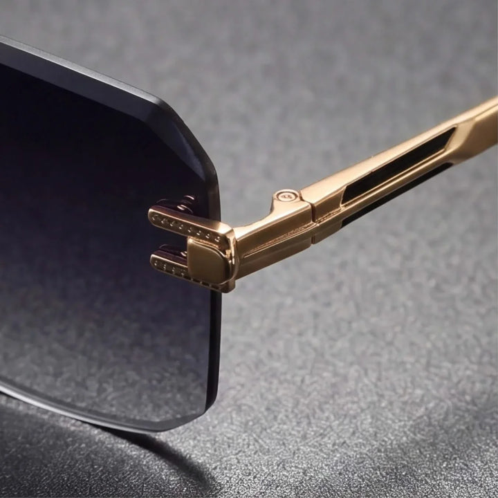 Gray polished metal anti-glare sunglasses. Unisex design, lightweight & stylish eye protection.