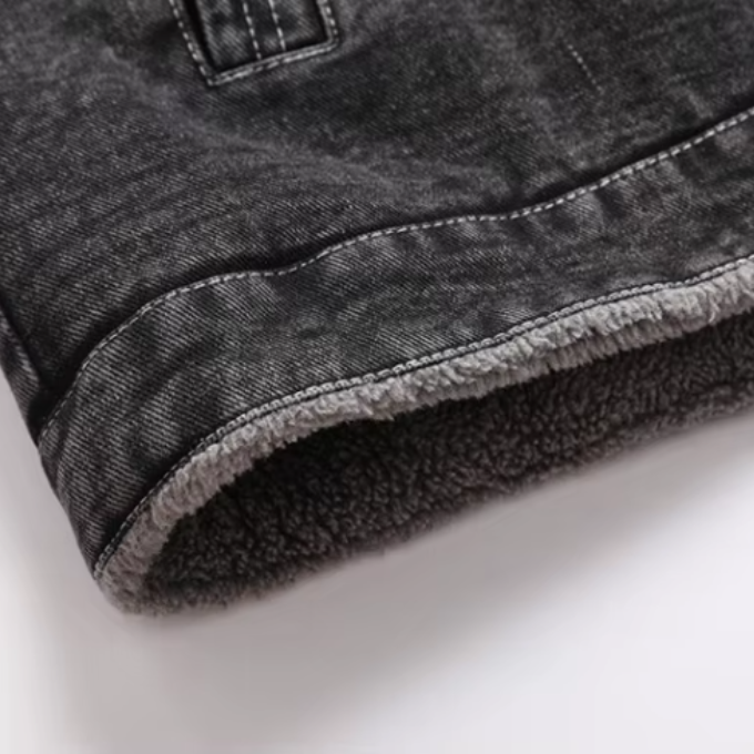 Gray wash denim jacket, a timeless unisex piece for everyday style and spring comfort.