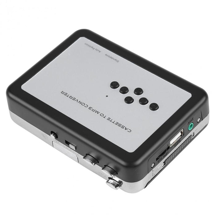 Portable audio digitizer converts cassette tapes directly to MP3 files via USB, preserving vintage music.