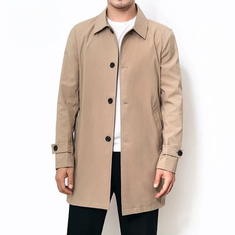 Men's water-repellent overcoat, a versatile all-season trench coat for stylish outerwear.