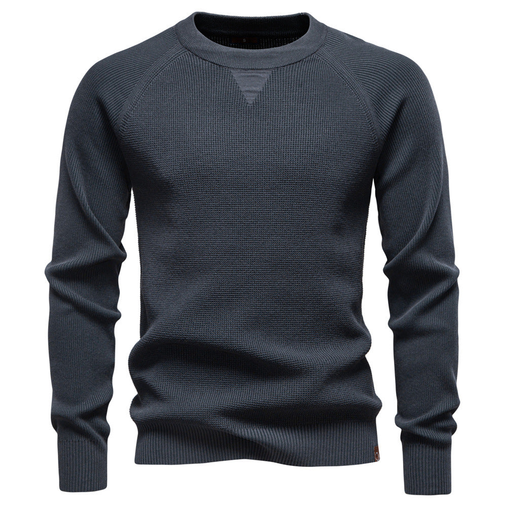 Men's Verona Waffle Knit Sweater in classic grey, perfect for casual style & comfort.