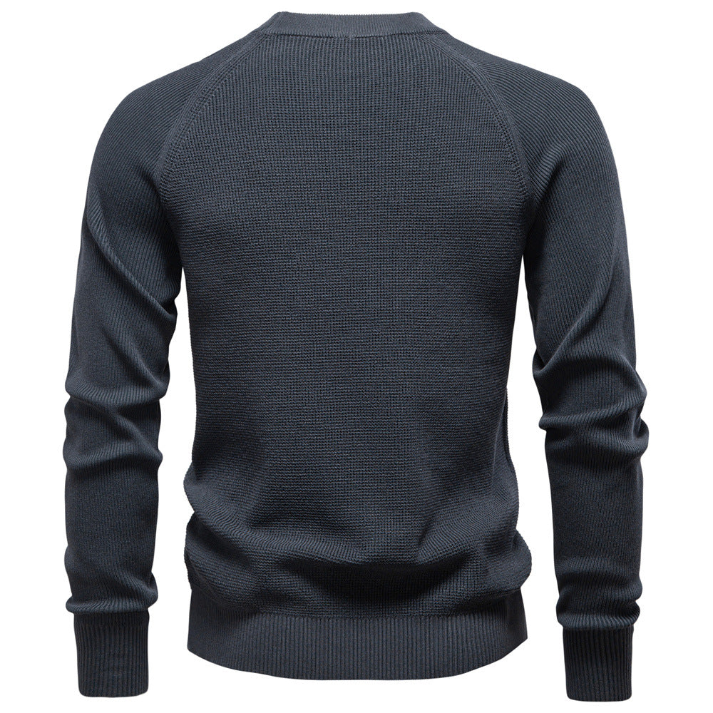 Durable men's knitwear: Verona Waffle Knit Sweater, a stylish and practical long sleeve top.