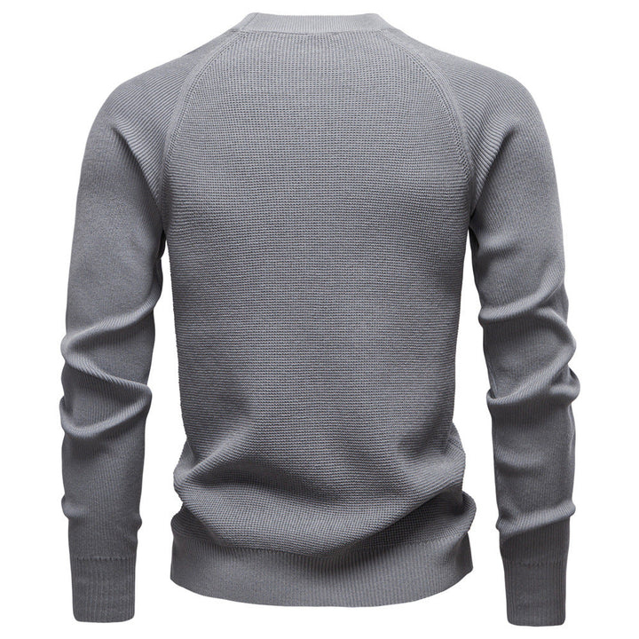 Men's Verona Waffle Knit Sweater in a rich burgundy, perfect for adding color to outfits.