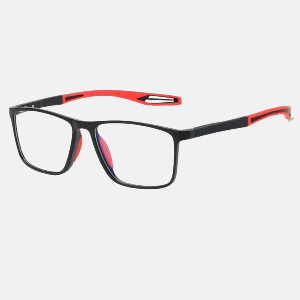 Rectangular unisex anti-blue light sport reading glasses, ultralight design for active use & eye protection.