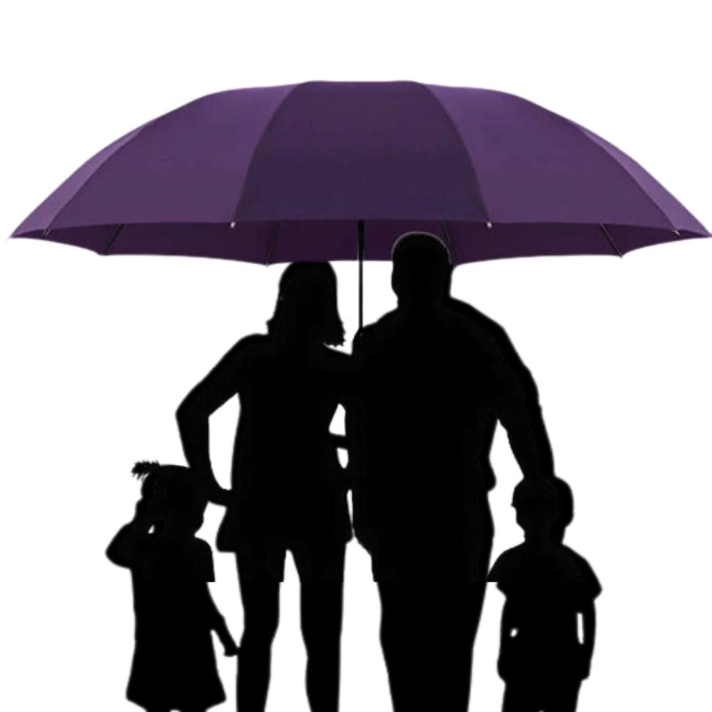 Easy-carry folding super large umbrella, windproof for family rain protection & sun shade.