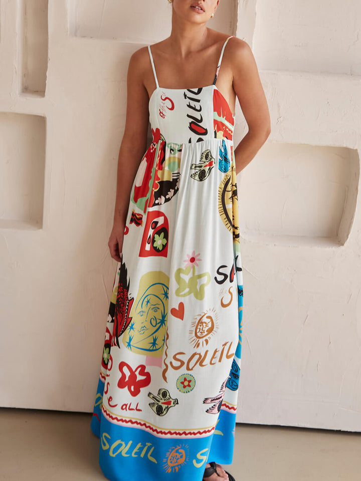 Women's comfortable white maxi dress, perfect long summer attire with bohemian elegance.