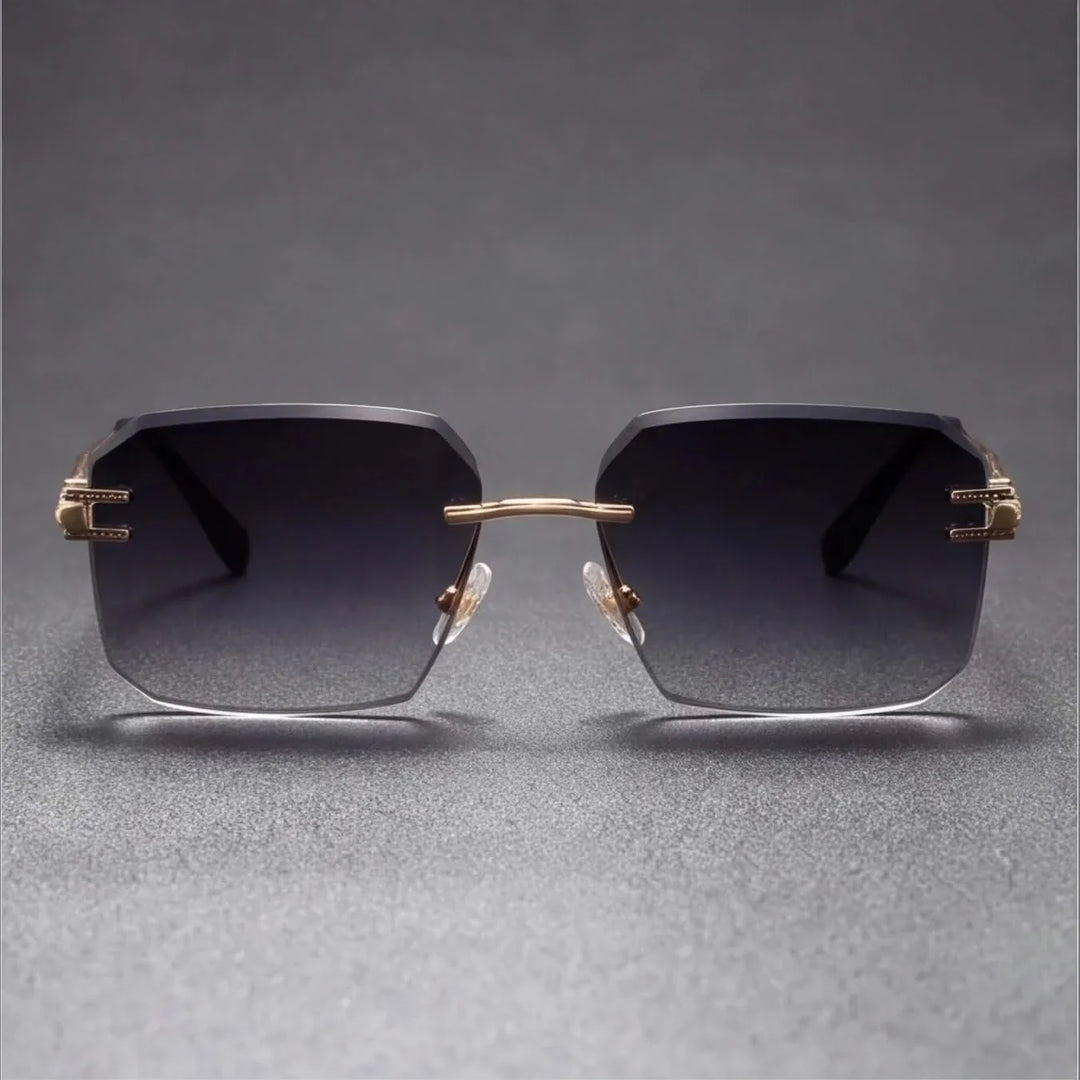 Stylish polished metal sunglasses for men & women. Durable anti-glare eyewear accessory.