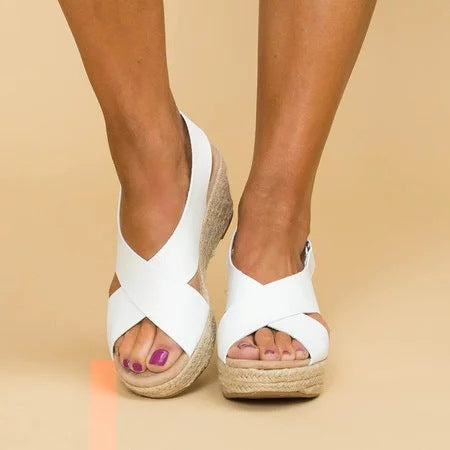 Stylish women's closed toe wedge sandals with orthopedic support, a comfortable choice for summer footwear.