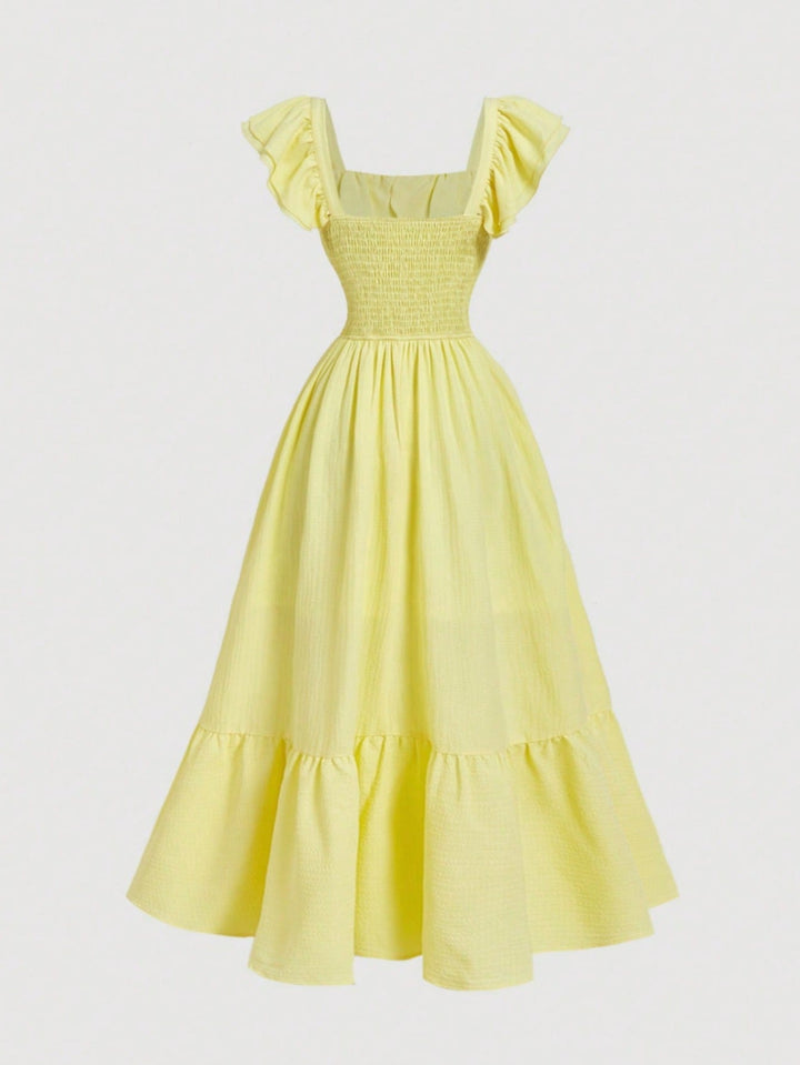 Stunning off-shoulder ruffled maxi dress for women, a versatile choice for vacation, cocktail & evening.