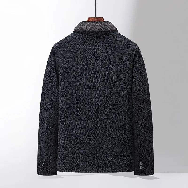 Elegant men's tailored jacket, a versatile fall/winter outerwear piece for a smart casual look. Warm and stylish.