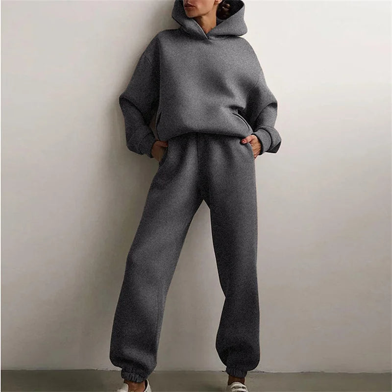Cozy women's Serenity hoodie & jogger set, a relaxed-fit two-piece perfect for loungewear or light activewear.