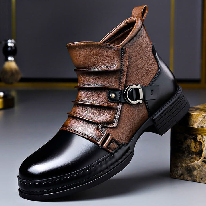Classic men's vintage leather boots with slip-resistant soles, ideal for everyday outdoor comfort.