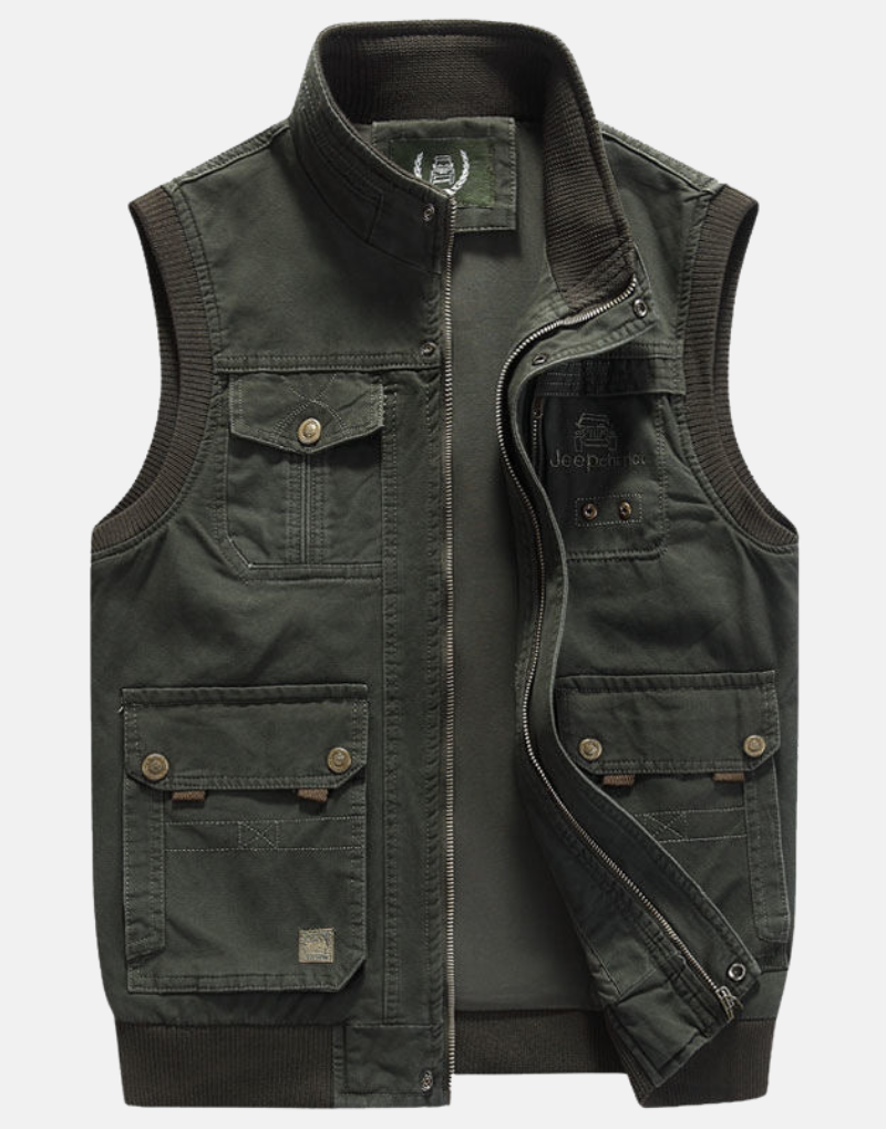 All-season men's utility vest with multi-pockets. Perfect outdoor gear for fishing, hiking, work & casual wear.