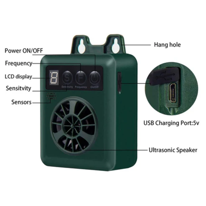 Sleek outdoor bark control device designed for dogs. Ultrasonic training for humane anti-bark solutions and pet care.