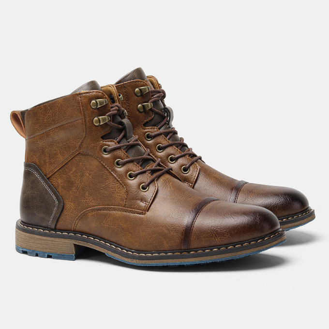 Bayshore men's rugged boots, practical side zip, durable construction for daily wear & comfort.