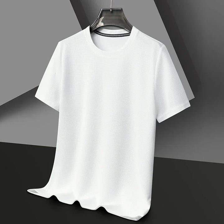 Premium men's waffle knit t-shirt, a soft and textured everyday essential for casual comfort.