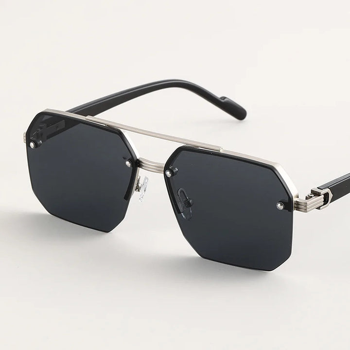 Men's geometric sunglasses offering 100% UV protection & polarized lenses for optimal eye safety and clarity.