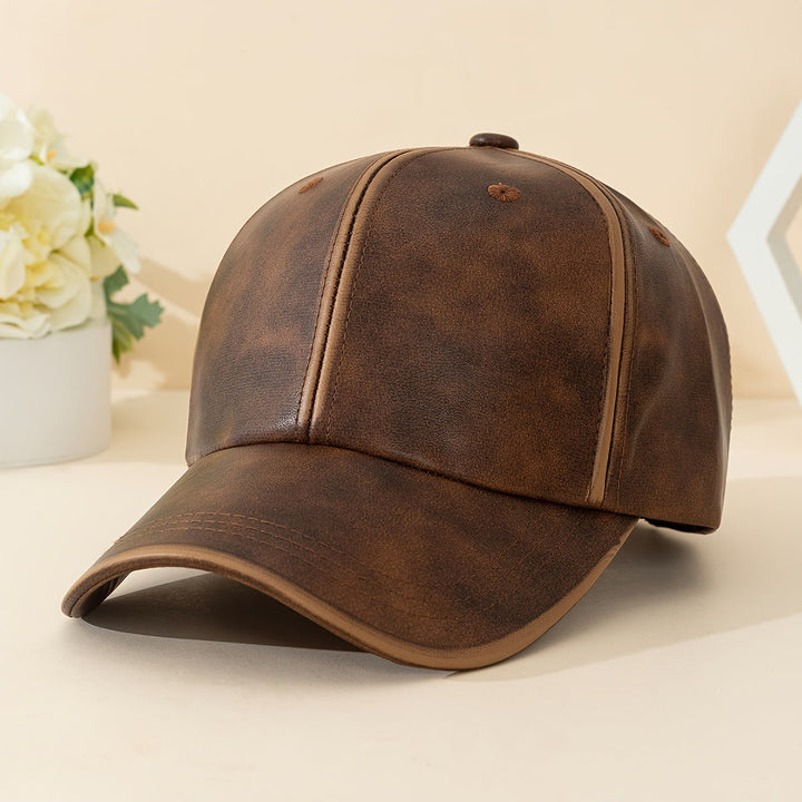 Sophisticated black leather hat for men, a timeless fashion accessory.