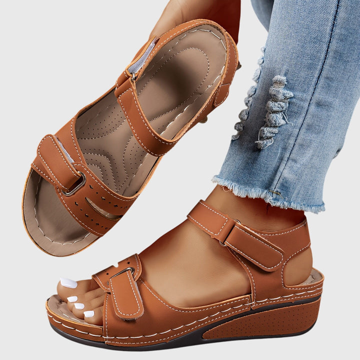 Comfortable Crystal women's orthopedic sandals with arch support, stretch fit & safe non-slip sole.