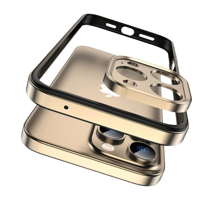 Unisex aluminum iPhone case, shockproof with camera protector for iPhone 13, 14, 15, 16. Durable design.