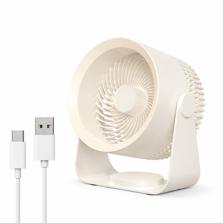 Powerful 4000mAh rechargeable fan, portable & quiet, ideal personal cooling solution for desk, travel, & outdoor.