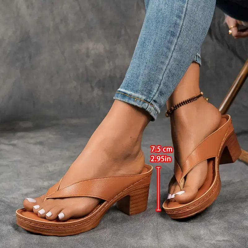 Fashionable women's heeled sandals. Orthopedic comfort, open-toe design, great for summer casual & dress.
