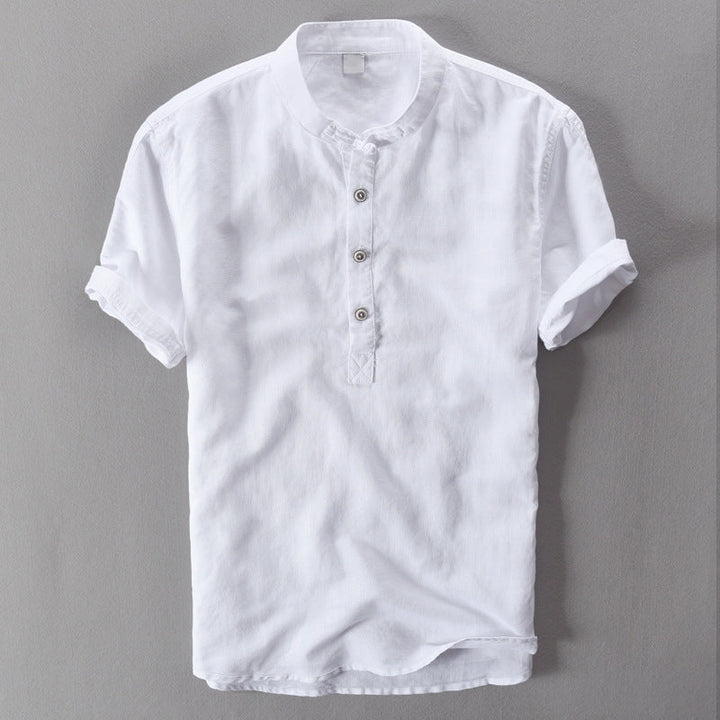 Stylish men's short sleeve button-down shirt. Lightweight fabric for warm weather, ideal casual summer top & beach outfit.