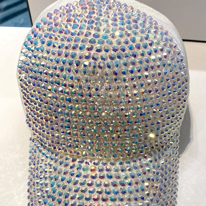 Fashionable glitter baseball cap, a statement headwear piece for a bold, sparkling look.