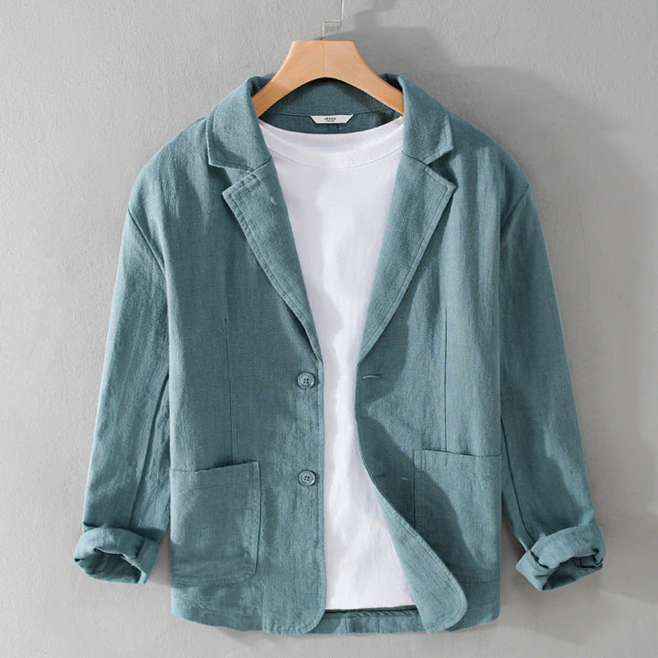 Effortless casual men's jacket with a relaxed fit, great for versatile layering in spring, summer, or fall.