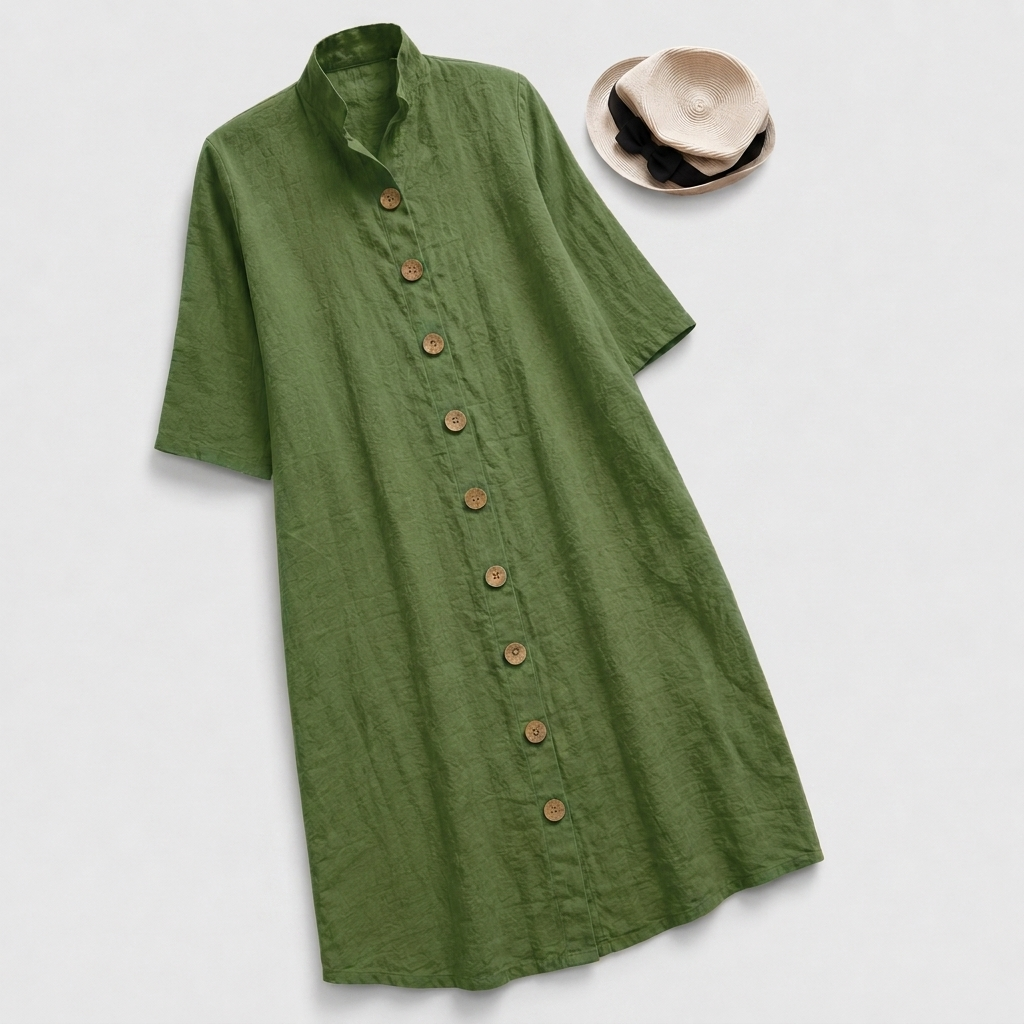 Modern women's shirt dress, a button-down midi with a fashionable layered hem & long sleeves for a sleek look.