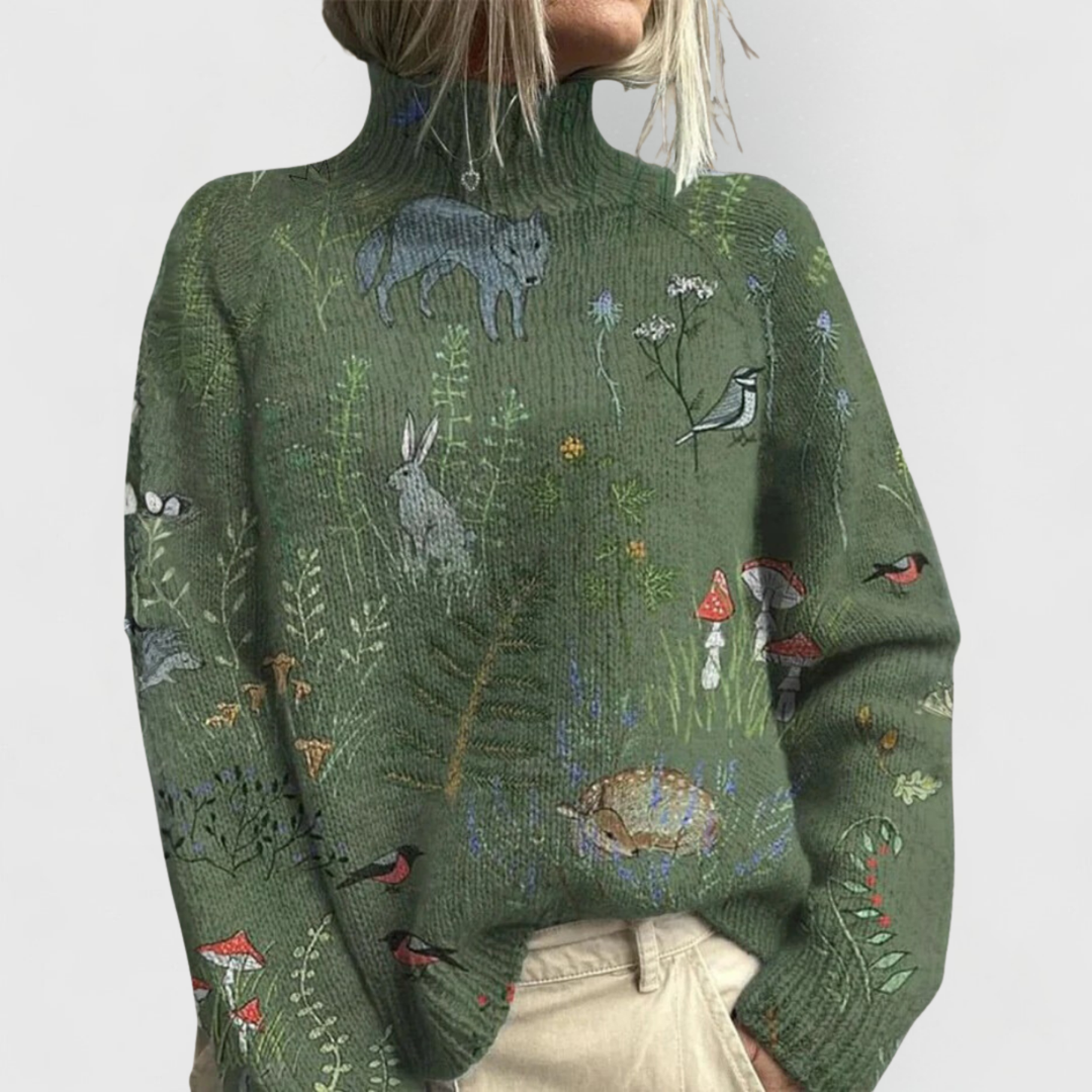 Stylish woman wearing a comfortable long-sleeve ribbed turtleneck sweater. Ideal for elegant winter fashion and versatility.