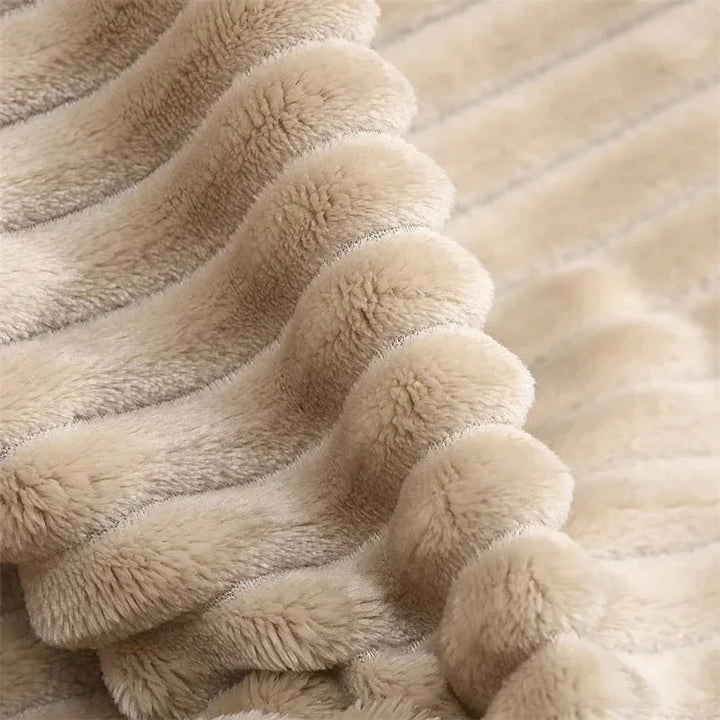 Soft striped flannel fleece blanket, a cozy and warm bed throw, perfect for chilly seasons.