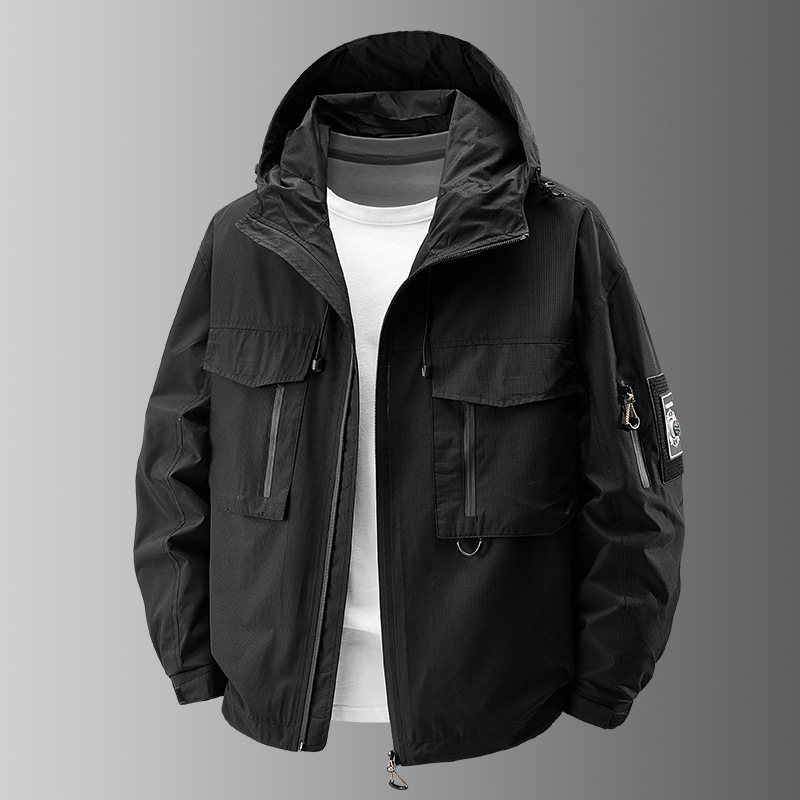 Military-style men's outdoor jacket. Versatile, all-weather, and durable for adventure gear and casual wear.