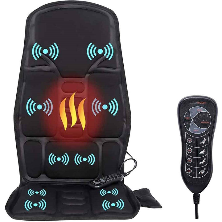 8-mode electric heated back and neck massager pad for personalized pain therapy.