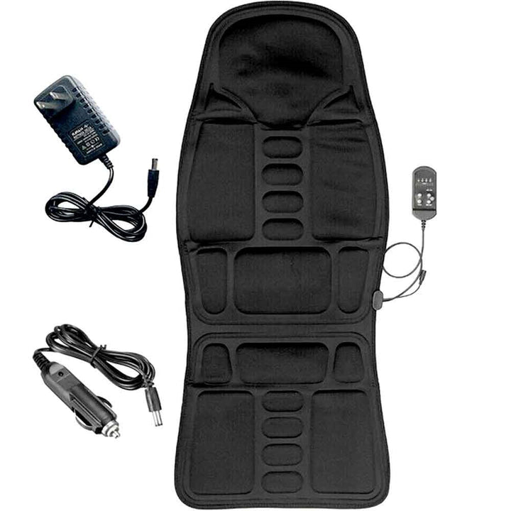 Portable electric heated massage cushion for car, home, office back & neck relief.