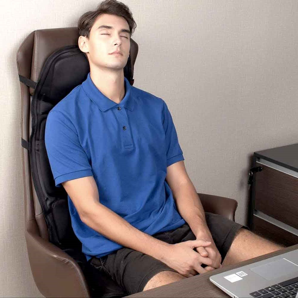 Advanced heated back & neck massager pad for muscle relief and pain therapy.