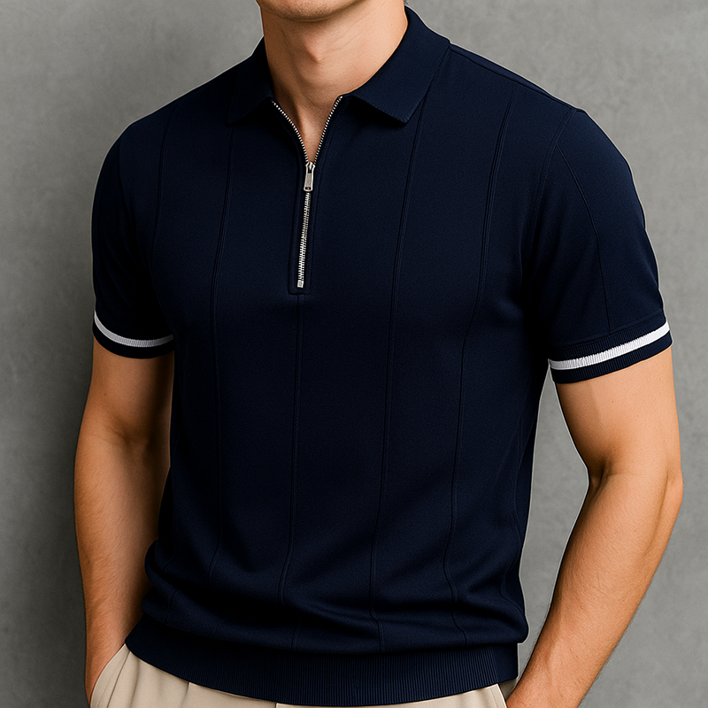 Sophisticated Monza quarter-zip polo shirt for men, a soft feel knit collared top for any occasion.