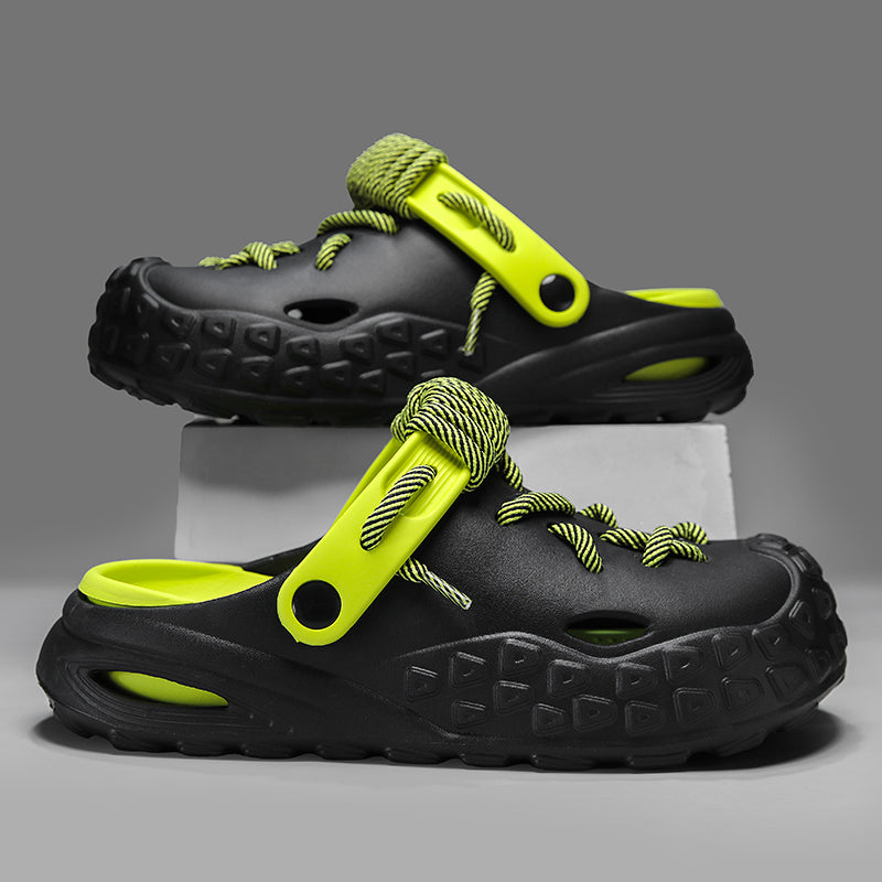 Comfortable men's daily wear clogs, lightweight with rope lace detailing.