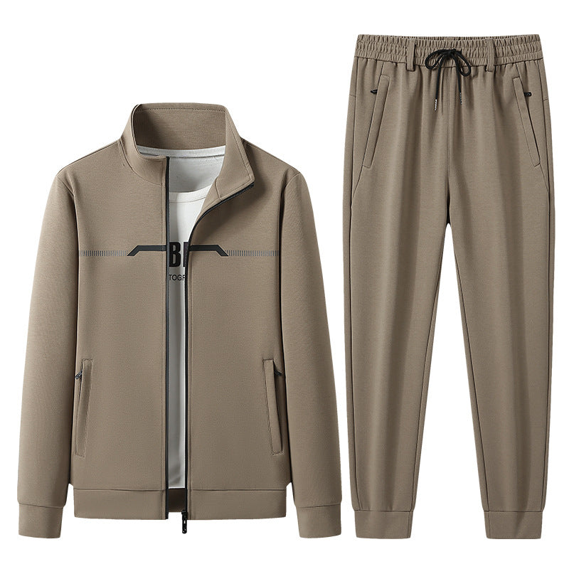 Unisex coffee brown textured tracksuit set, perfect for stylish everyday comfort & loungewear. Tailored fit.