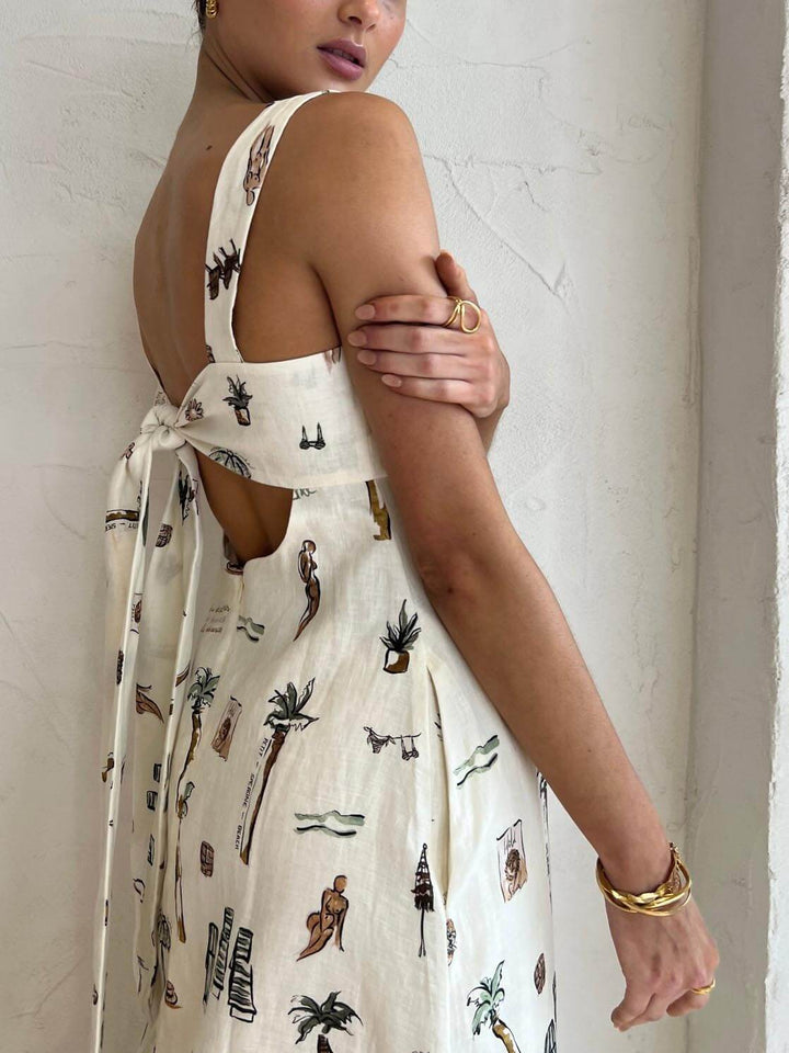 Chic women's white sleeveless maxi dress featuring an elegant square neckline. Perfect for warm weather fashion.