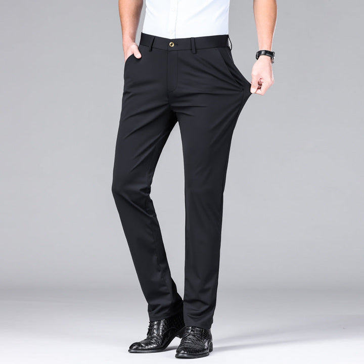 Durable men's slim fit stretch trousers, designed for long-lasting comfort and style.