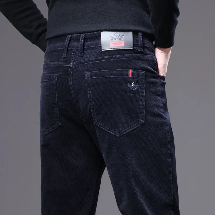 Versatile men's corduroy dress pants, suitable for formal business attire & smart casual outfits.