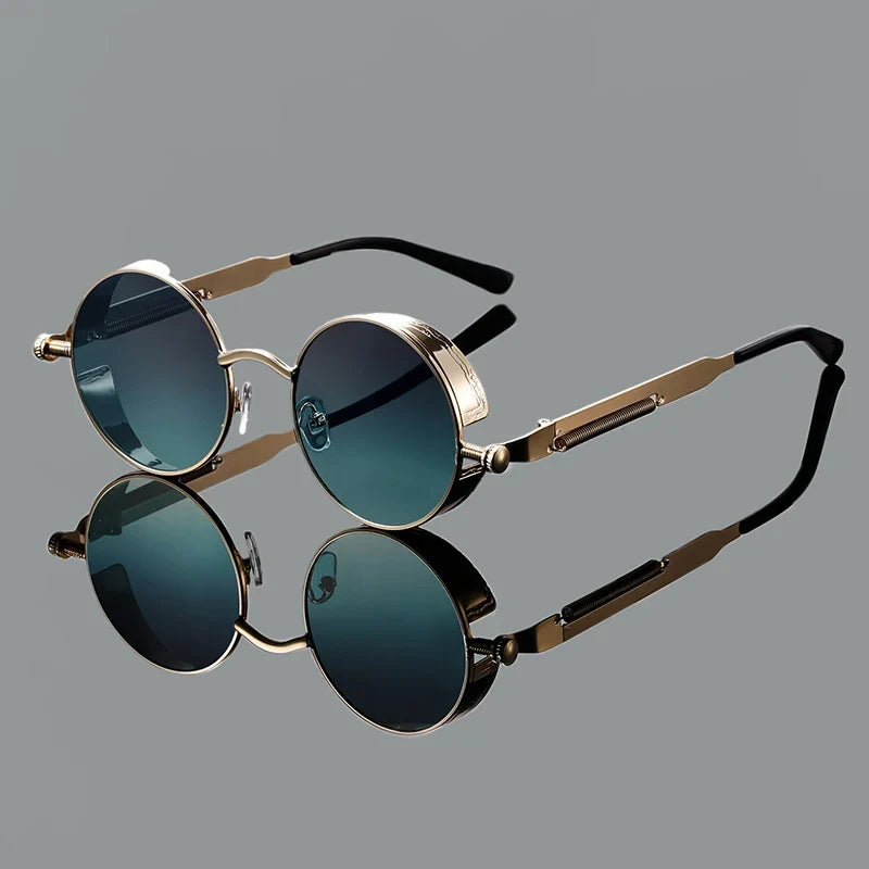 Unisex retro round UV400 sunglasses with gradient lenses, offering timeless style and eye protection.