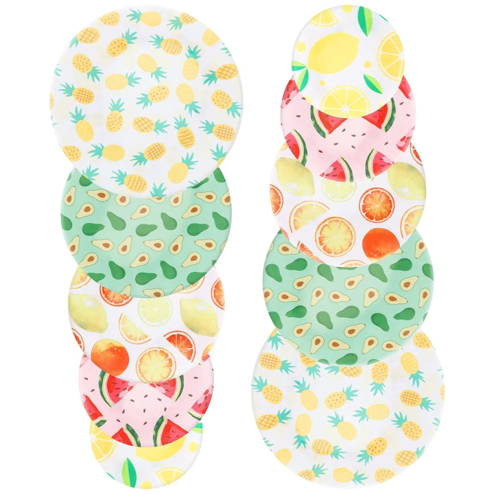 Eco-friendly reusable bowl covers. 10-piece cotton set with elastic for fresh food storage in the kitchen.