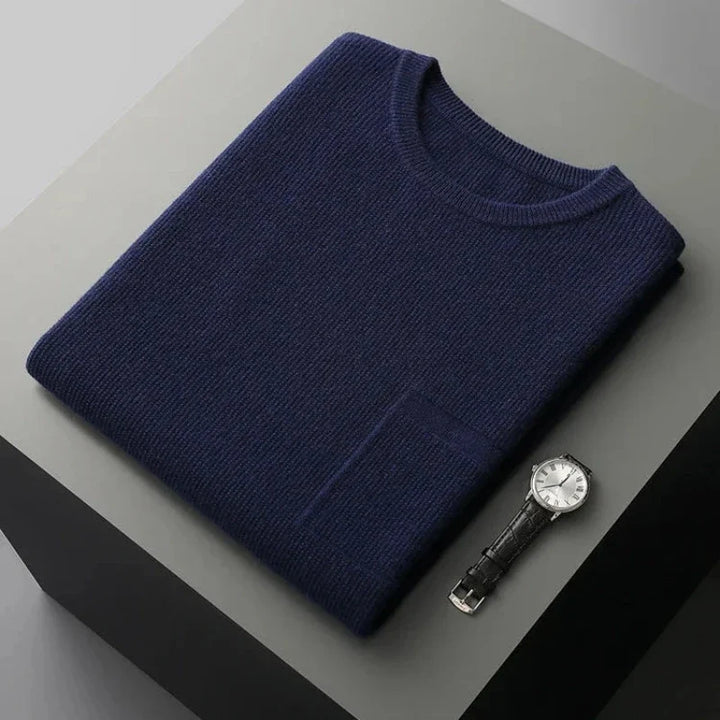 Elegant men's crew neck sleeveless sweater vest, comfortable and versatile for smart casual layering.