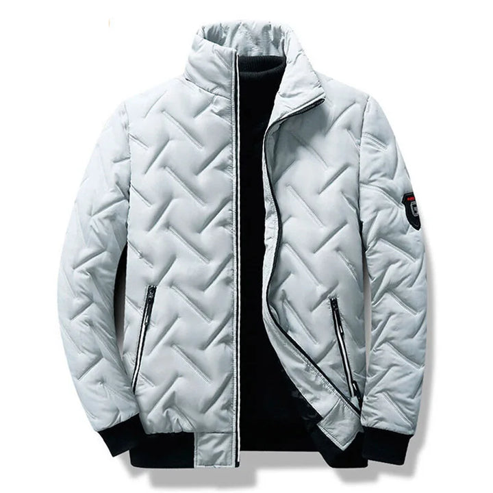 Men's lightweight quilted jacket, black, with zipper, ideal for spring & fall outerwear.