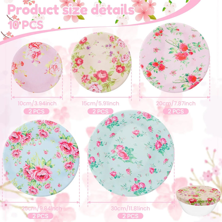 Durable cotton reusable bowl covers, 10-piece set for sustainable and stylish kitchen food storage.