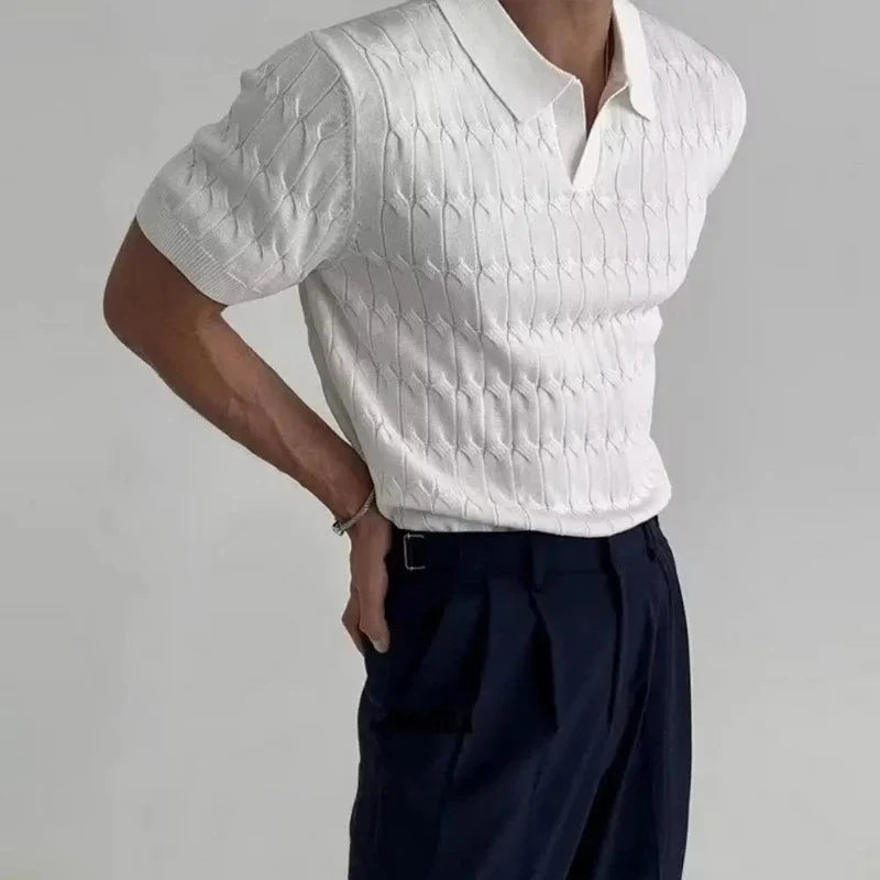 White Men's Almero classic short sleeve polo shirt. Ideal for comfortable everyday casual wear & versatile style.